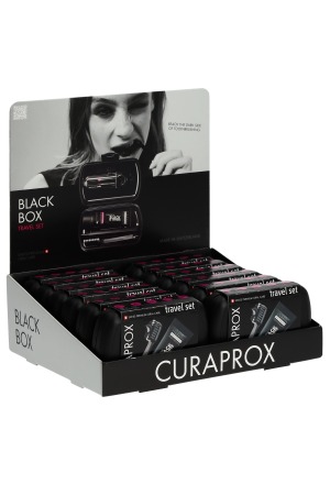 Curaprox Display Travel Set Black is White 12 pièces Curaprox Display Travel Set Black is White 12 pièces