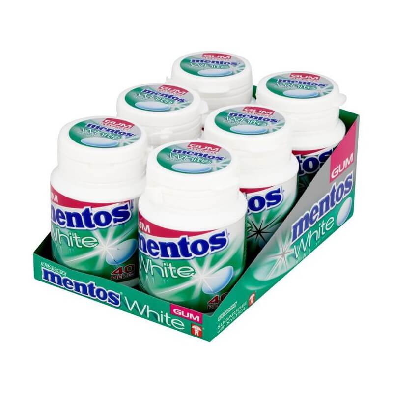 Mentos Gum White Green Mint 6 x 75g