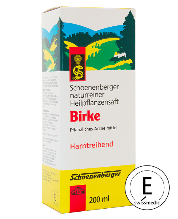 Jus de plantes médicinales de bouleau Schoenenberger 200ml Jus de plantes médicinales de bouleau Schoenenberger 200ml