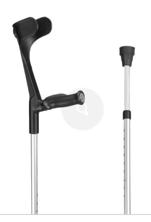 Sahag béquilles poignée anatomique souple 76-96cm alu noir -140kg bouton pression 2 réflecteurs 1 paire