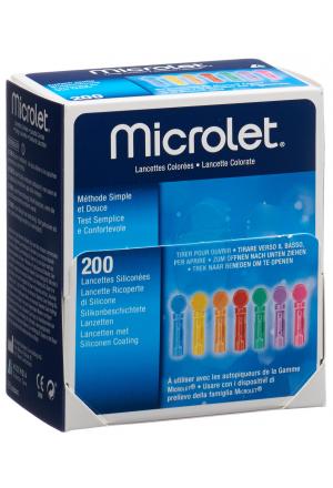 Lancettes Microlet couleur 200 pièces