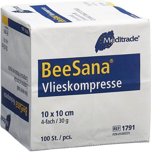 BEESANA compresses de non tissé 10x10cm 30g/m2 4f 100 pièces