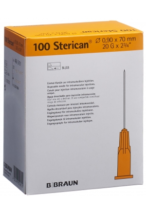 Aiguille Sterican 20G 0.90x70mm jaune Luer 100pcs Aiguille Sterican 20G 0.90x70mm jaune Luer 100pcs