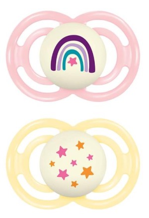 MAM Perfect Night sucette 6-16 mois rose/yellow 2 pièces
