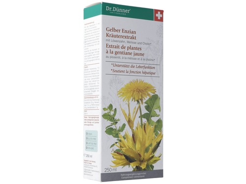 Dr. Dünner Extrait de gentiane jaune aux herbes fonction hépatique 250 ml Dr. Dünner Extrait de gentiane jaune aux herbes fonction hépatique 250 ml