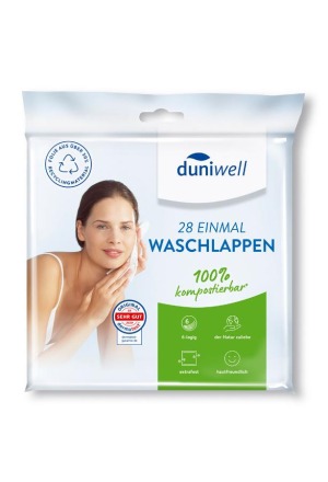 Gant de toilette jetable DUNIWELL 6-lg compostable 28 pièces