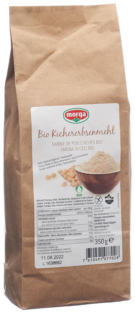 Morga Farine de pois chiches sans gluten Bio Bourgeon 350g Morga Farine de pois chiches sans gluten Bio Bourgeon 350g