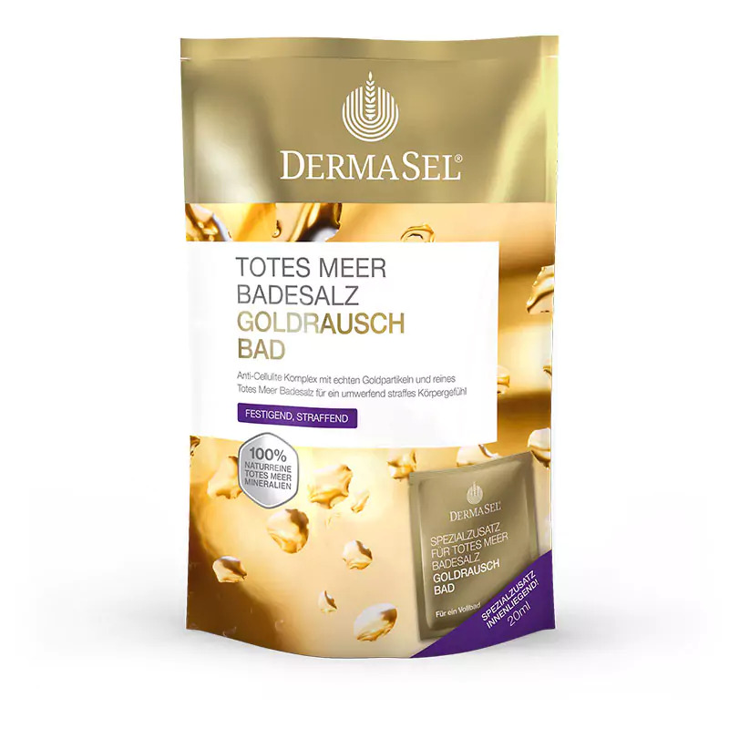 Sel de bain DermaSel Ruée vers l'or +20ml 400g Sel de bain DermaSel Ruée vers l'or +20ml 400g