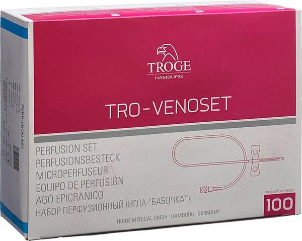 TROGE MEDICAL Perfusion Set aiguille 23G bleu 100 pièces