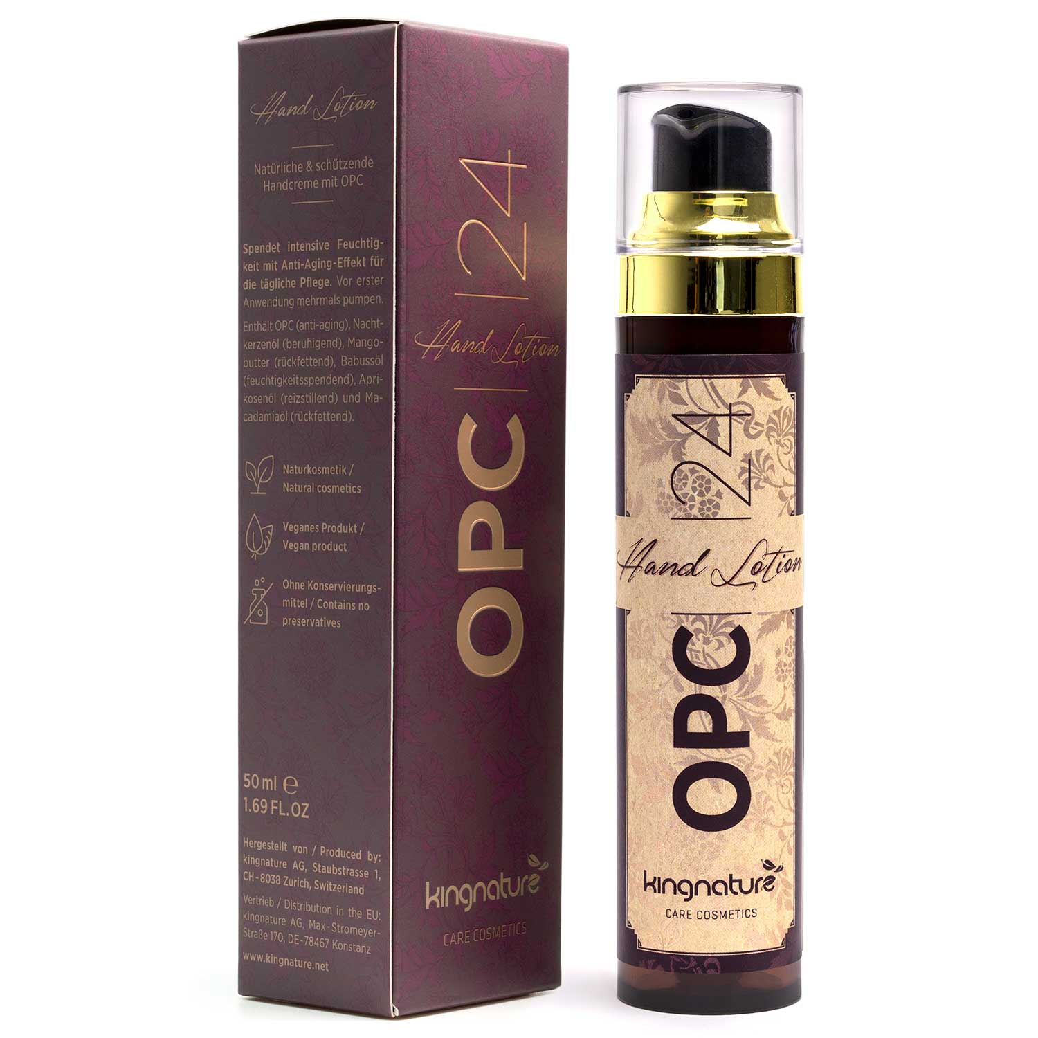 KINGNATURE OPC 24 Lotion pour les mains, flacon de 50 ml