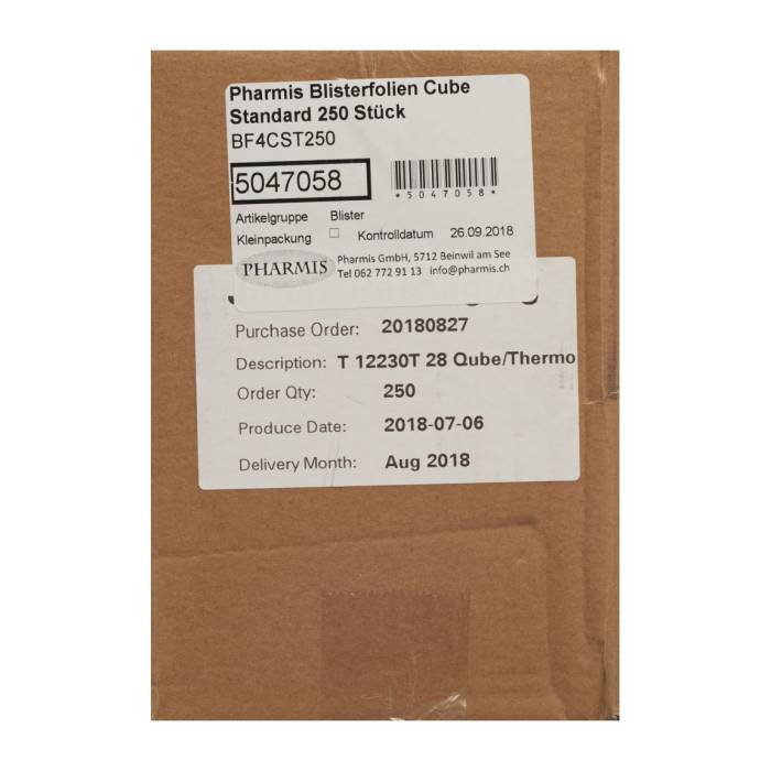 Cartes blister Pharmis Cube Easy 250 pièces