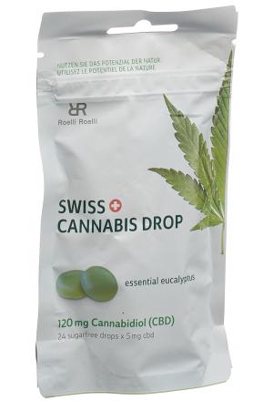SWISS CANNABIS Drop 120 mg CBD Pastilles Eucalyptus sans sucre Btl 24 pièces