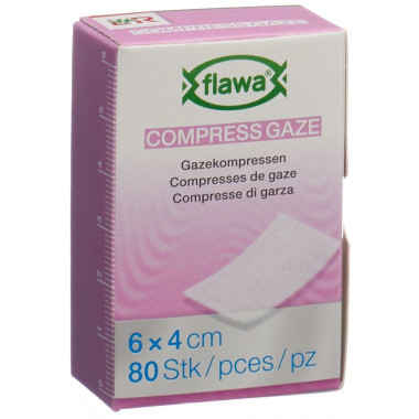 Compresses de gaze Flawa coupées 4x6cm traitées pour réduire les germes 80 pièces