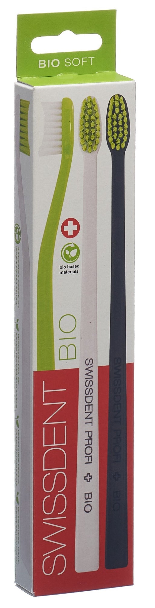 Brosse à dents bio Swissdent Trio vert blanc noir Brosse à dents bio Swissdent Trio vert blanc noir