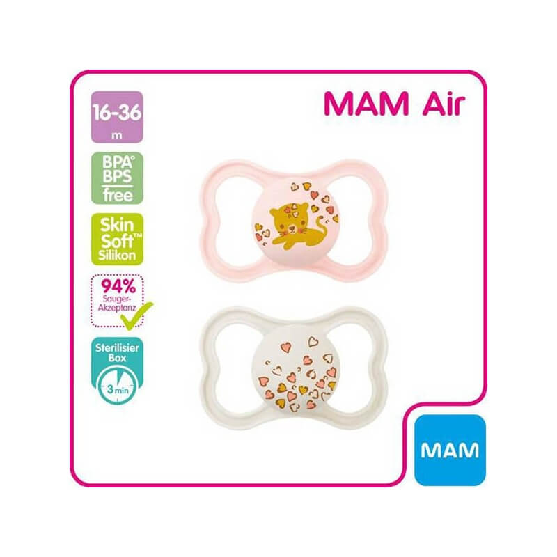 MAM Air Sucette silicone 16-36 mois Girl 2 pièces