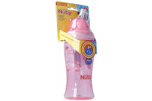 Gobelet à paille Nuby Flip-It en TRITAN 360ml PINK