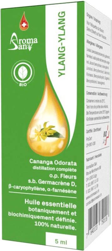 Aromasan Ylang Ylang linalol Huile essentielle en boîte Bio 5ml Aromasan Ylang Ylang linalol Huile essentielle en boîte Bio 5ml