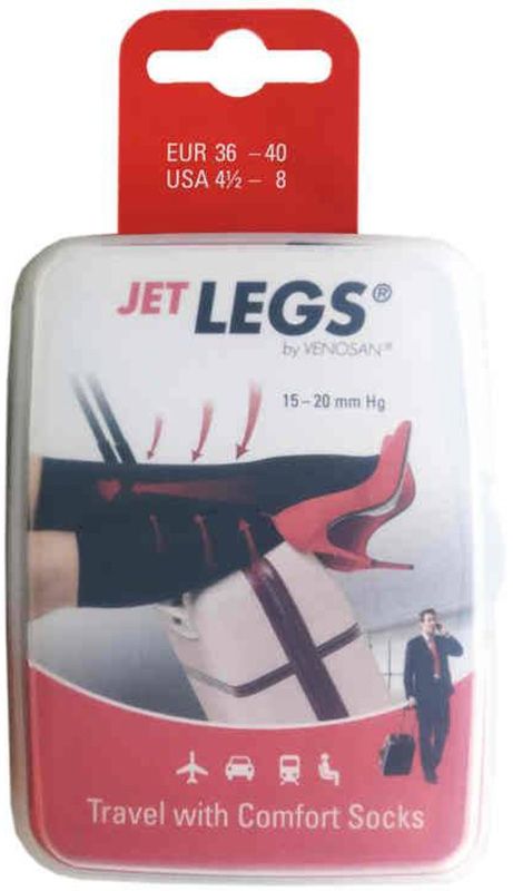 JET LEGS Travel socks 36-40 black Carton 1 paire