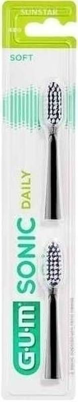 Têtes de rechange GUM Sonic Daily noir 2 pièces Têtes de rechange GUM Sonic Daily noir 2 pièces