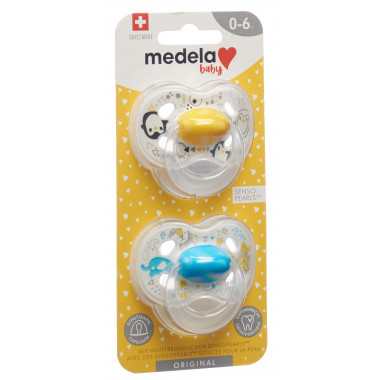 Medela Baby Sucette Original 0-6 Jaune Bleu 2 pièces Medela Baby Sucette Original 0-6 Jaune Bleu 2 pièces