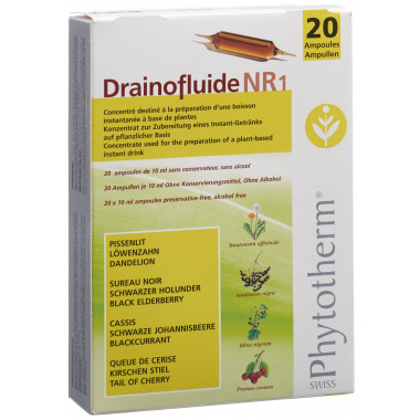 Drainofluide NR 1 20 ampoules buvables 10ml Drainofluide NR 1 20 ampoules buvables 10ml