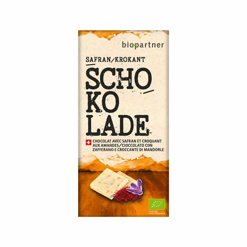 Chocolat blanc BIO PARTNER Croquant au safran 75g