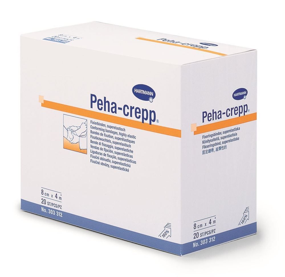 Peha CREPP bande de crêpe 4mx6cm blanc 20 pièces
