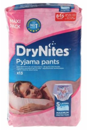 HUGGIES DRYNITES Couches de nuit L Fille 8-15ans 13 pièces
