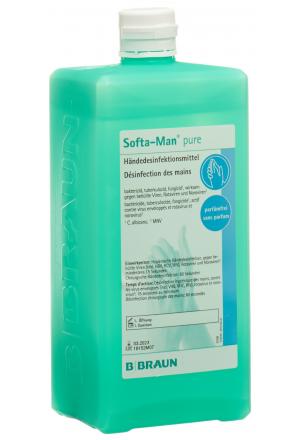 Désinfectant pour les mains Softa-Man pure, à base d'alcool, sans parfum 1000ml