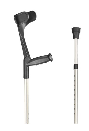 Sahag béquilles Ergo Softgrip 76-96cm alu noir -140kg bouton-pression 2 réflecteurs 1 paire